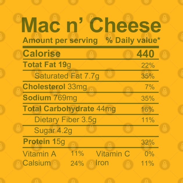 mac n cheese nutrition facts